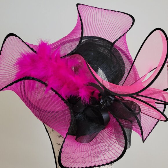 Paris Hand-Made Large Brim Ruffle Organza Hat | Elegant  display picture 3